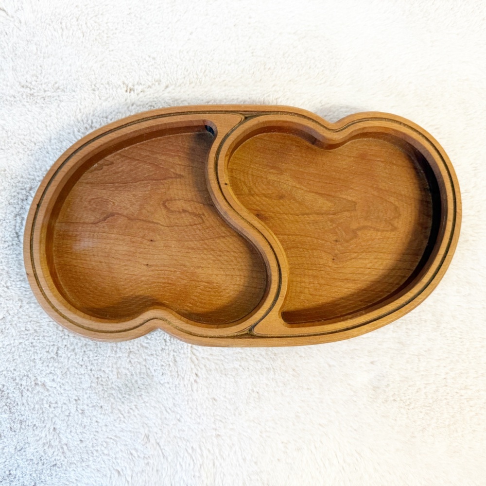 handmade Wooden Double Heart Tray